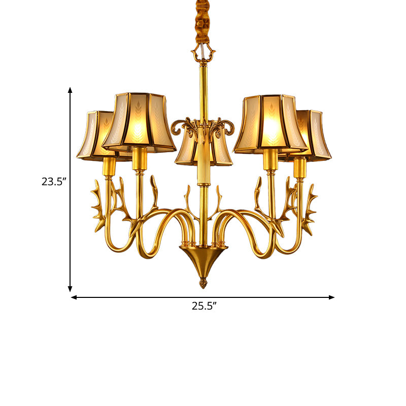 Metal Gold Chandelier Lighting Curved Arm 3/5/6 Lights Colonialist Hanging Lamp Kit Clearhalo 'Ceiling Lights' 'Chandeliers' Lighting' options 284522