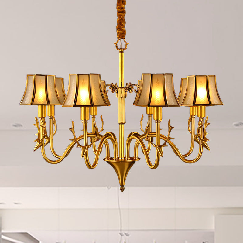 Metal Gold Chandelier Lighting Curved Arm 3/5/6 Lights Colonialist Hanging Lamp Kit Clearhalo 'Ceiling Lights' 'Chandeliers' Lighting' options 284523