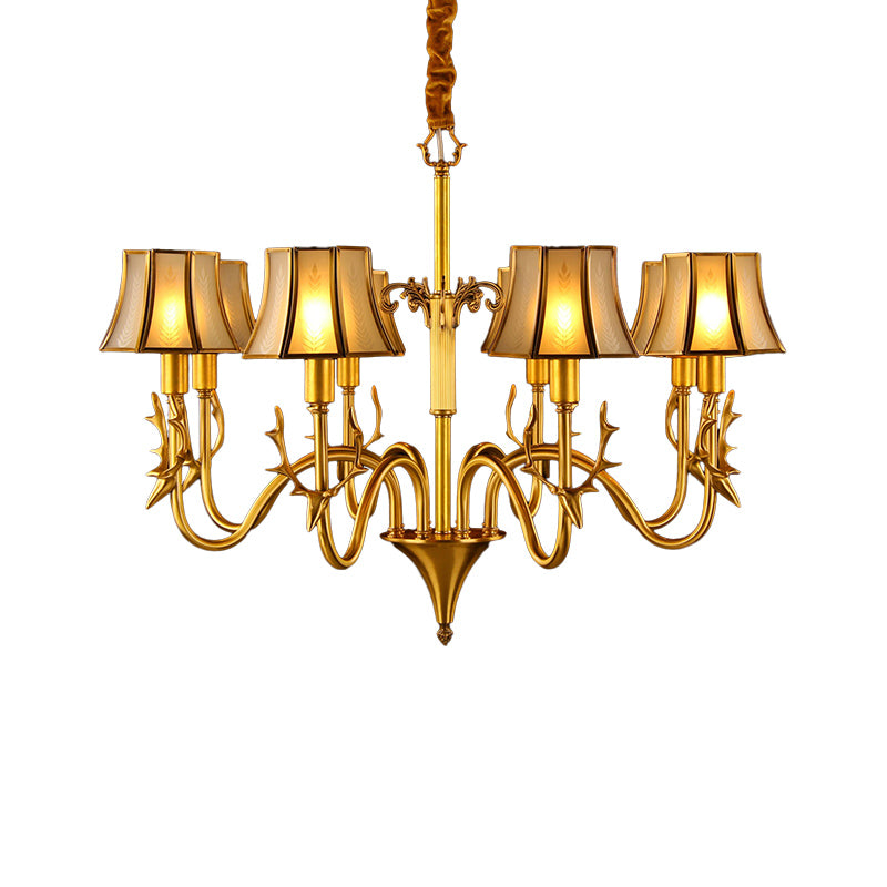 Metal Gold Chandelier Lighting Curved Arm 3/5/6 Lights Colonialist Hanging Lamp Kit Clearhalo 'Ceiling Lights' 'Chandeliers' Lighting' options 284525