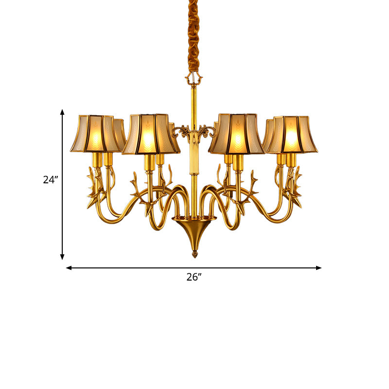 Metal Gold Chandelier Lighting Curved Arm 3/5/6 Lights Colonialist Hanging Lamp Kit Clearhalo 'Ceiling Lights' 'Chandeliers' Lighting' options 284526