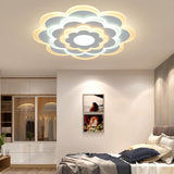 Flower Acrylic Ceiling Lighting Contemporary White 15"/19.5" Wide LED Flush Mount Lighting in Outer Warm Inner White Light Clearhalo 'Ceiling Lights' 'Close To Ceiling Lights' 'Close to ceiling' 'Flush mount' Lighting' 284556