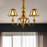 Gold Finish Radial Ceiling Suspension Lamp Colonialism Metal 3/5/6 Heads Living Room Pendant Chandelier Clearhalo 'Ceiling Lights' 'Chandeliers' Lighting' options 284560