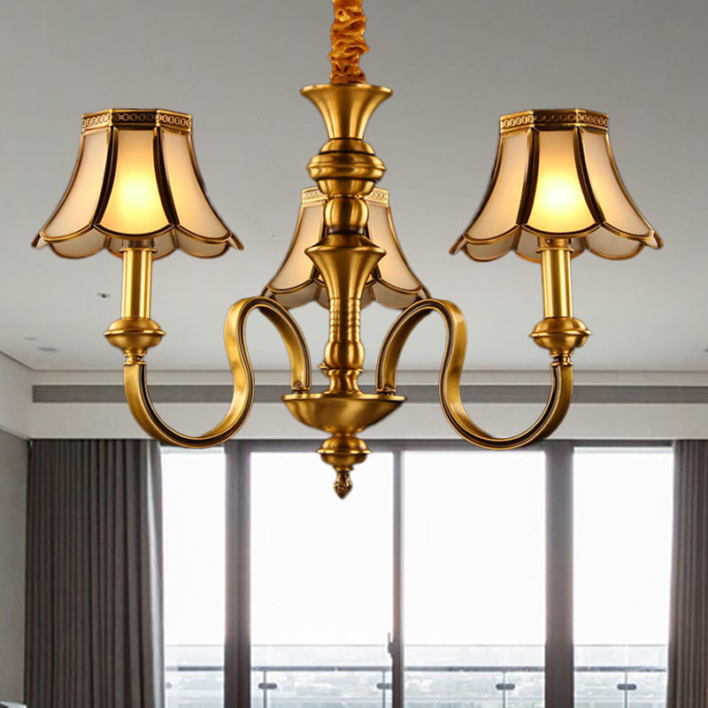 Gold Finish Radial Ceiling Suspension Lamp Colonialism Metal 3/5/6 Heads Living Room Pendant Chandelier Clearhalo 'Ceiling Lights' 'Chandeliers' Lighting' options 284561