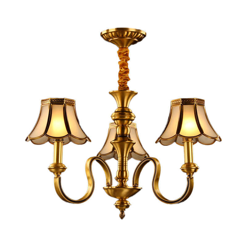 Gold Finish Radial Ceiling Suspension Lamp Colonialism Metal 3/5/6 Heads Living Room Pendant Chandelier Clearhalo 'Ceiling Lights' 'Chandeliers' Lighting' options 284563