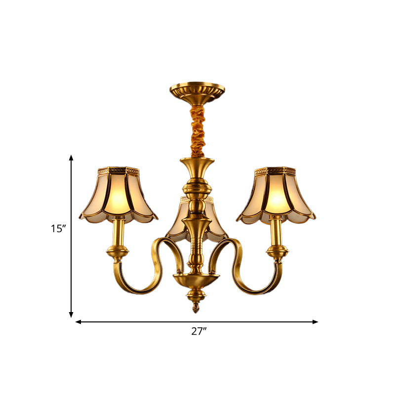 Gold Finish Radial Ceiling Suspension Lamp Colonialism Metal 3/5/6 Heads Living Room Pendant Chandelier Clearhalo 'Ceiling Lights' 'Chandeliers' Lighting' options 284564