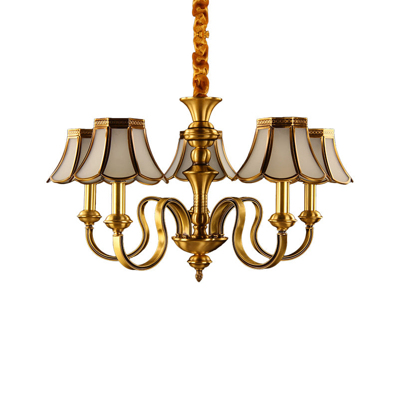 Gold Finish Radial Ceiling Suspension Lamp Colonialism Metal 3/5/6 Heads Living Room Pendant Chandelier Clearhalo 'Ceiling Lights' 'Chandeliers' Lighting' options 284567