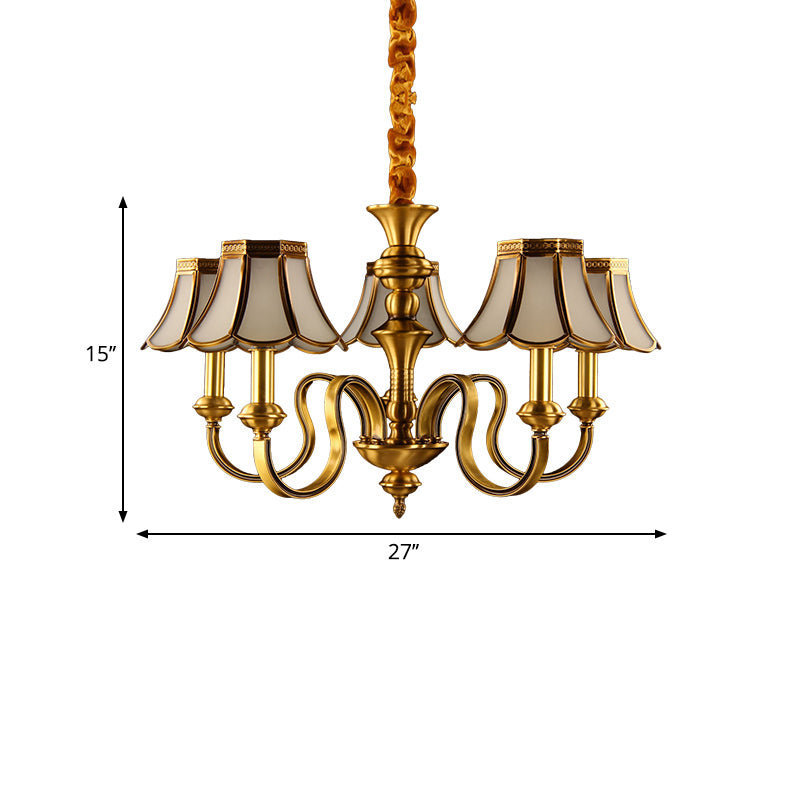 Gold Finish Radial Ceiling Suspension Lamp Colonialism Metal 3/5/6 Heads Living Room Pendant Chandelier Clearhalo 'Ceiling Lights' 'Chandeliers' Lighting' options 284568