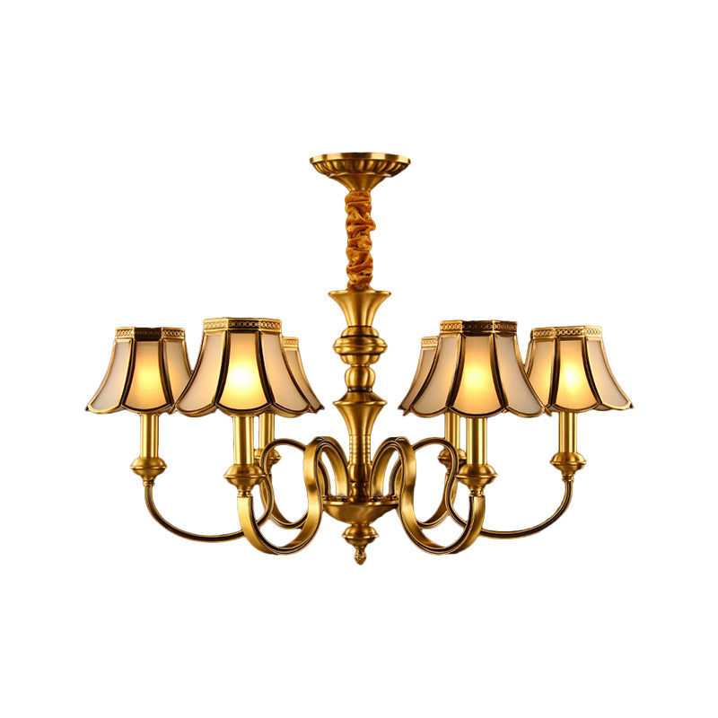 Gold Finish Radial Ceiling Suspension Lamp Colonialism Metal 3/5/6 Heads Living Room Pendant Chandelier Clearhalo 'Ceiling Lights' 'Chandeliers' Lighting' options 284571