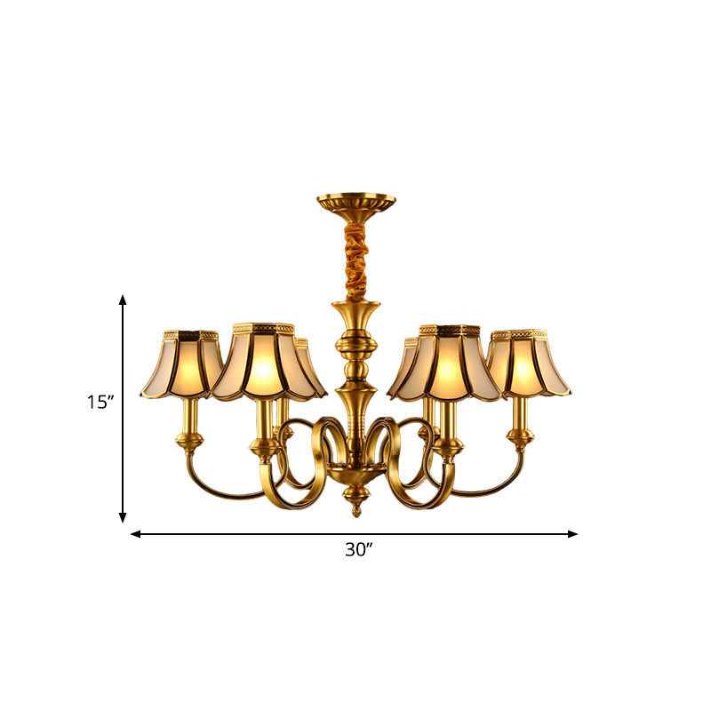 Gold Finish Radial Ceiling Suspension Lamp Colonialism Metal 3/5/6 Heads Living Room Pendant Chandelier Clearhalo 'Ceiling Lights' 'Chandeliers' Lighting' options 284572