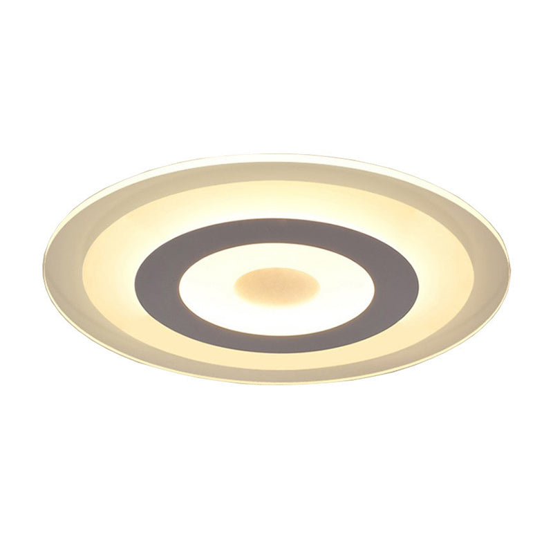 White Disc Flush Mount Fixture Simple Style White 16"/19.5"/23.5" Wide LED Ceiling Light, Outer White Inner Warm/Outer Warm Inner White Light Clearhalo 'Ceiling Lights' 'Close To Ceiling Lights' 'Close to ceiling' 'Flush mount' Lighting' 284601