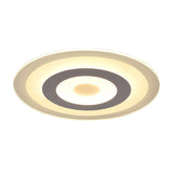 White Disc Flush Mount Fixture Simple Style White 16"/19.5"/23.5" Wide LED Ceiling Light, Outer White Inner Warm/Outer Warm Inner White Light Clearhalo 'Ceiling Lights' 'Close To Ceiling Lights' 'Close to ceiling' 'Flush mount' Lighting' 284601