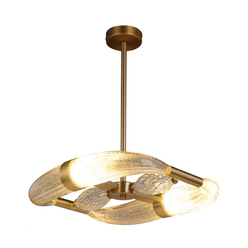 Gold Winding Chandelier Lamp Postmodern Ridged Crystal Living Room LED Hanging Light Fixture Clearhalo 'Ceiling Lights' 'Chandeliers' Lighting' options 284631