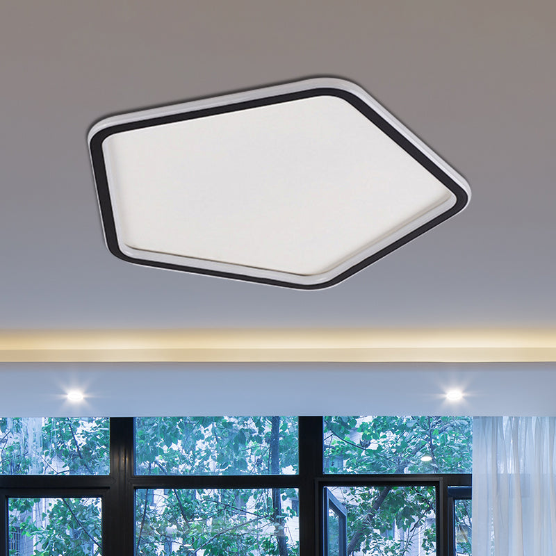 Acrylic Pentagon Ceiling Light Fixture Minimalist Black LED Flush Mount Light in Warm/White Light, 15"/19"/23" Wide Black White Clearhalo 'Ceiling Lights' 'Close To Ceiling Lights' 'Close to ceiling' 'Flush mount' Lighting' 284633