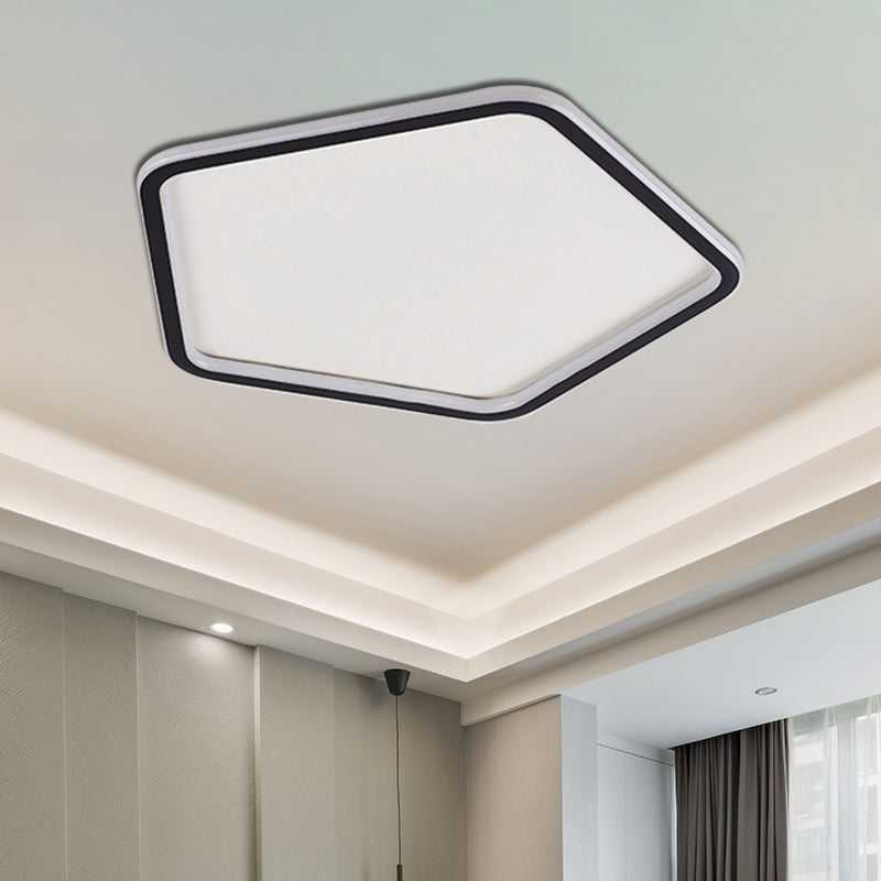 Acrylic Pentagon Ceiling Light Fixture Minimalist Black LED Flush Mount Light in Warm/White Light, 15"/19"/23" Wide Clearhalo 'Ceiling Lights' 'Close To Ceiling Lights' 'Close to ceiling' 'Flush mount' Lighting' 284634