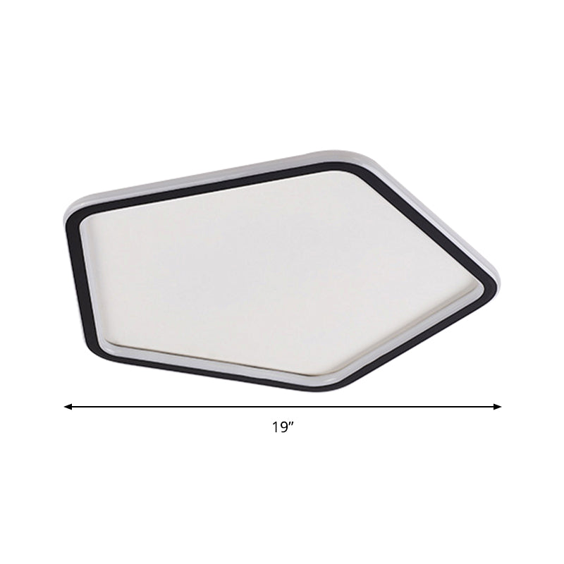 Acrylic Pentagon Ceiling Light Fixture Minimalist Black LED Flush Mount Light in Warm/White Light, 15"/19"/23" Wide Clearhalo 'Ceiling Lights' 'Close To Ceiling Lights' 'Close to ceiling' 'Flush mount' Lighting' 284638