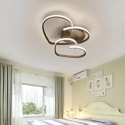 Acrylic 2-Loving Heart Ceiling Fixture Child Bedroom Modern Style Flush Mount Light in Brown Clearhalo 'Ceiling Lights' 'Close To Ceiling Lights' 'Close to ceiling' 'Flush mount' Lighting' 28464