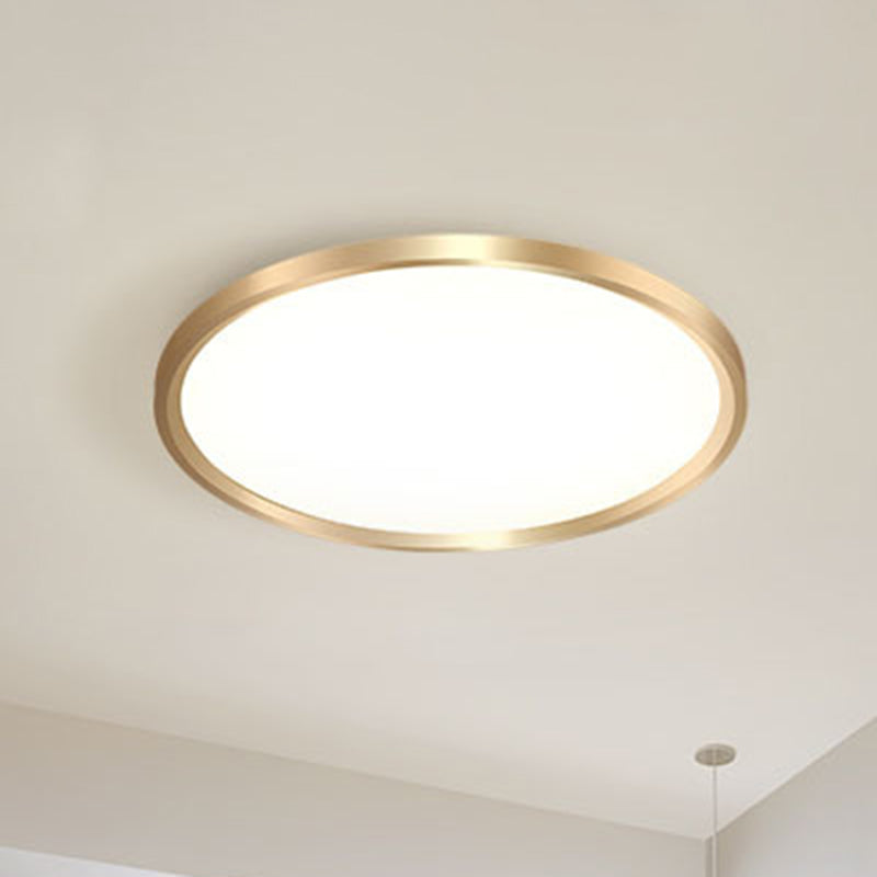 Gold Disk Flush Mount Lighting Simple Style Metal LED Ceiling Light in Warm/White Light, 12"/16"/19.5" Wide Clearhalo 'Ceiling Lights' 'Close To Ceiling Lights' 'Close to ceiling' 'Flush mount' Lighting' 284672