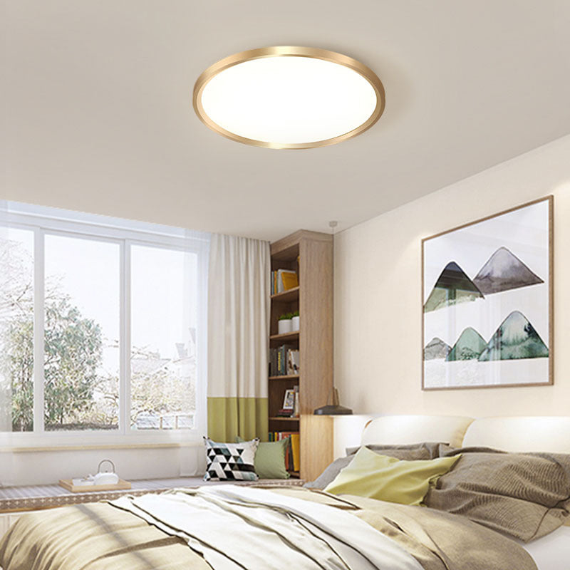 Gold Disk Flush Mount Lighting Simple Style Metal LED Ceiling Light in Warm/White Light, 12"/16"/19.5" Wide Clearhalo 'Ceiling Lights' 'Close To Ceiling Lights' 'Close to ceiling' 'Flush mount' Lighting' 284673