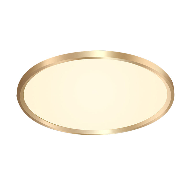 Gold Disk Flush Mount Lighting Simple Style Metal LED Ceiling Light in Warm/White Light, 12"/16"/19.5" Wide Clearhalo 'Ceiling Lights' 'Close To Ceiling Lights' 'Close to ceiling' 'Flush mount' Lighting' 284674