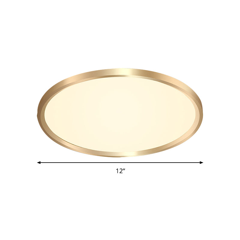 Gold Disk Flush Mount Lighting Simple Style Metal LED Ceiling Light in Warm/White Light, 12"/16"/19.5" Wide Clearhalo 'Ceiling Lights' 'Close To Ceiling Lights' 'Close to ceiling' 'Flush mount' Lighting' 284675