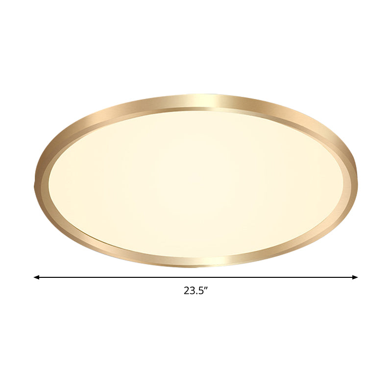 Gold Disk Flush Mount Lighting Simple Style Metal LED Ceiling Light in Warm/White Light, 12"/16"/19.5" Wide Clearhalo 'Ceiling Lights' 'Close To Ceiling Lights' 'Close to ceiling' 'Flush mount' Lighting' 284678