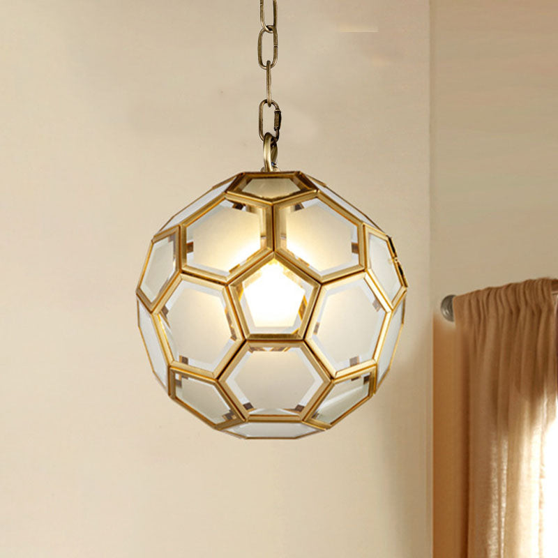 White Glass Ball Ceiling Lamp Colonial 1 Head Bedroom Suspension Pendant Light Clearhalo 'Ceiling Lights' 'Glass shade' 'Glass' 'Pendant Lights' 'Pendants' Lighting' 284720