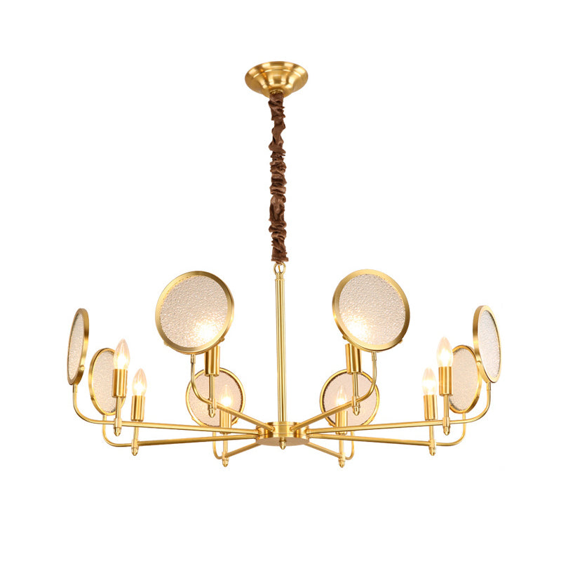 Seeded Glass Gold Chandelier Candle 6/8 Lights Colonialism Down Lighting Pendant for Living Room Clearhalo 'Ceiling Lights' 'Chandeliers' 'Glass shade' 'Glass' Lighting' 284800