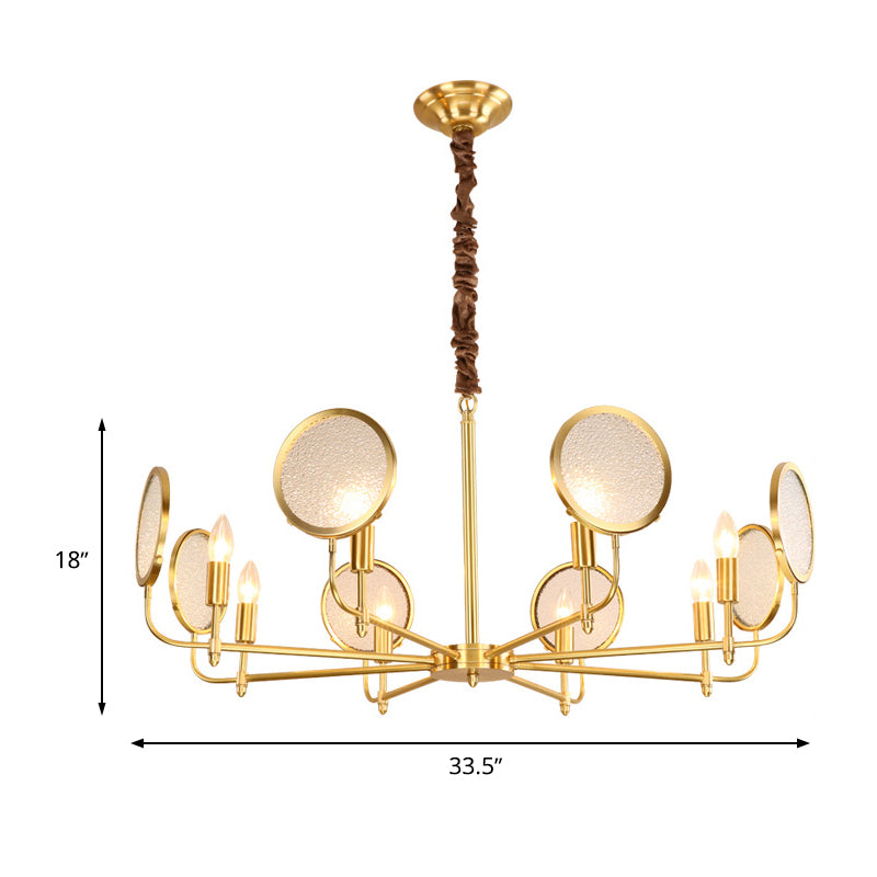 Seeded Glass Gold Chandelier Candle 6/8 Lights Colonialism Down Lighting Pendant for Living Room Clearhalo 'Ceiling Lights' 'Chandeliers' 'Glass shade' 'Glass' Lighting' 284801