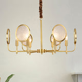 Seeded Glass Gold Chandelier Candle 6/8 Lights Colonialism Down Lighting Pendant for Living Room 6 Gold Clearhalo 'Ceiling Lights' 'Chandeliers' 'Glass shade' 'Glass' Lighting' 284803