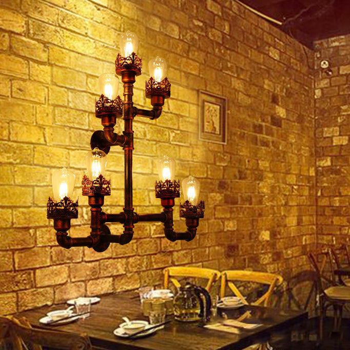 Weathered Copper Pipe Wall Lamp Rustic Stylish Iron 7 Lights Restaurant Sconce Light Fixture with /without Cylinder Shade Clearhalo 'Art deco wall lights' 'Cast Iron' 'Glass' 'Industrial wall lights' 'Industrial' 'Middle century wall lights' 'Modern' 'Rustic wall lights' 'Tiffany' 'Traditional wall lights' 'Wall Lamps & Sconces' 'Wall Lights' Lighting' 28486