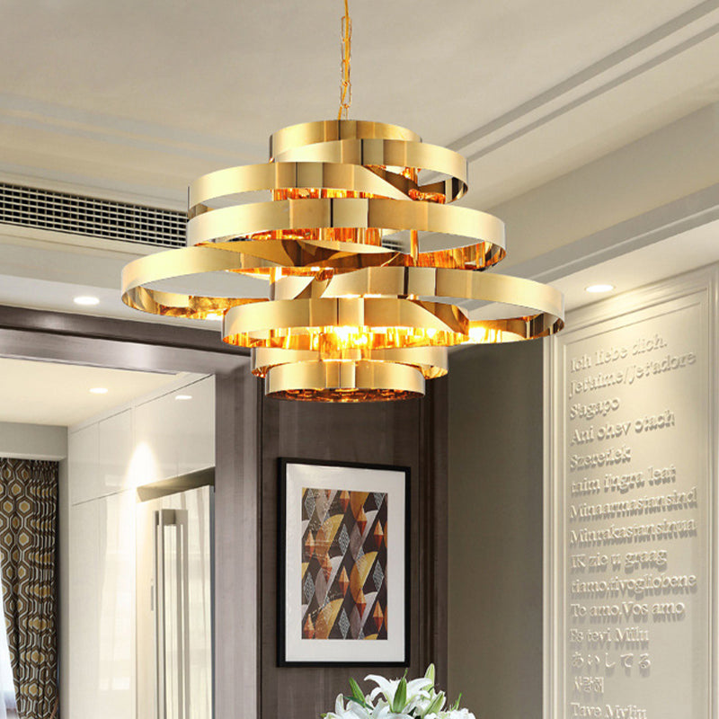 Circle Living Room Ceiling Chandelier Colonial Metal 6/8 Heads Gold Pendant Light 6 Gold Clearhalo 'Ceiling Lights' 'Chandeliers' Lighting' options 285014_2a02c8c6-a3cd-405b-91ec-e0c11ac03cce