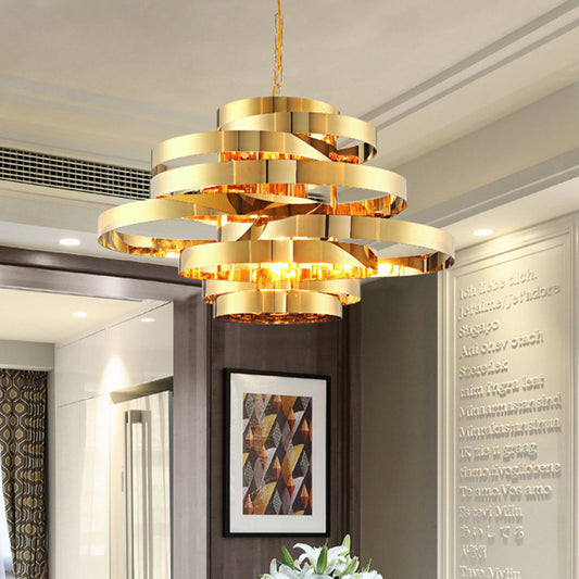 Circle Living Room Ceiling Chandelier Colonial Metal 6/8 Heads Gold Pendant Light Clearhalo 'Ceiling Lights' 'Chandeliers' Lighting' options 285014