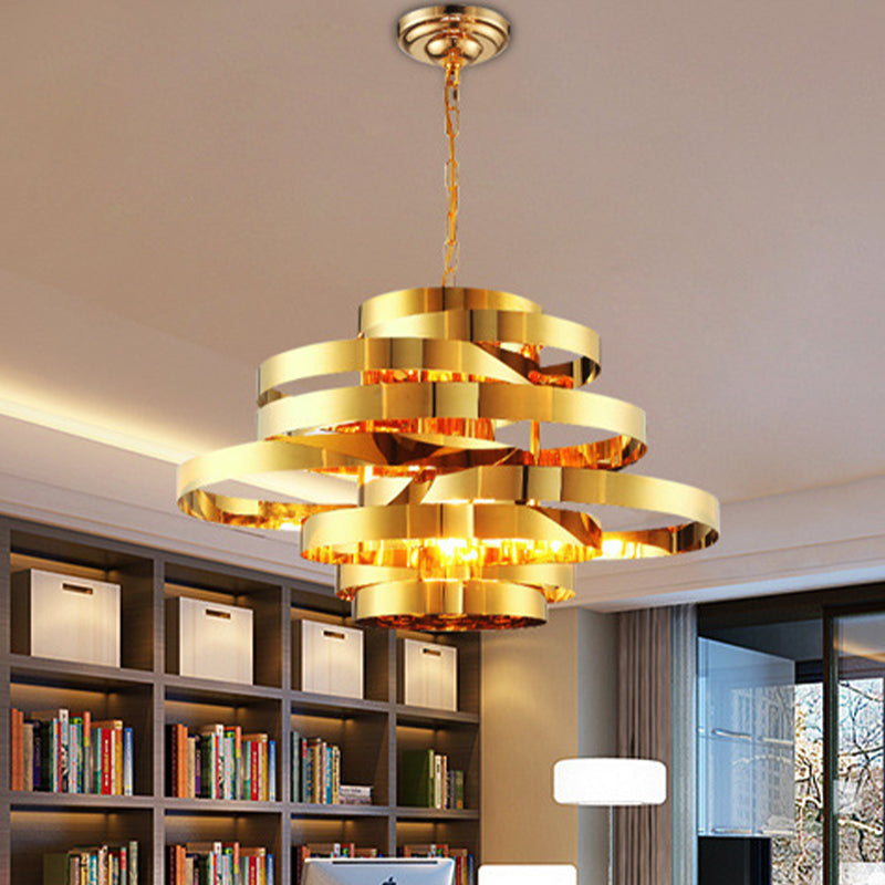 Circle Living Room Ceiling Chandelier Colonial Metal 6/8 Heads Gold Pendant Light Clearhalo 'Ceiling Lights' 'Chandeliers' Lighting' options 285015