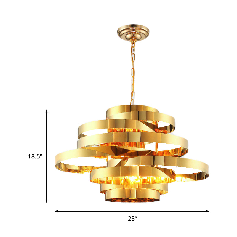 Circle Living Room Ceiling Chandelier Colonial Metal 6/8 Heads Gold Pendant Light Clearhalo 'Ceiling Lights' 'Chandeliers' Lighting' options 285018