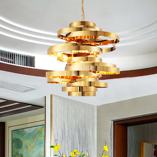 Circle Living Room Ceiling Chandelier Colonial Metal 6/8 Heads Gold Pendant Light Clearhalo 'Ceiling Lights' 'Chandeliers' Lighting' options 285020