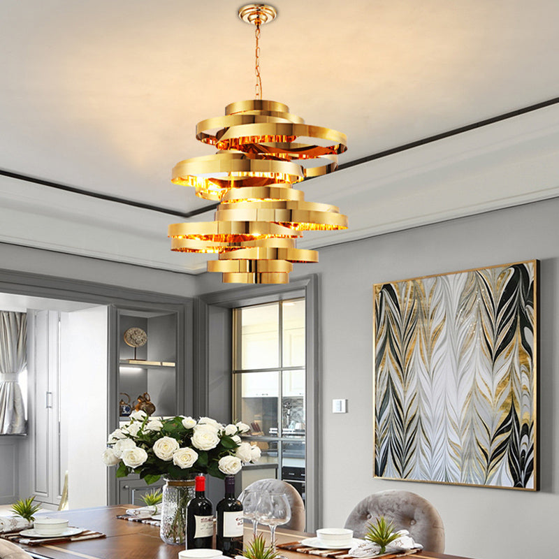 Circle Living Room Ceiling Chandelier Colonial Metal 6/8 Heads Gold Pendant Light Clearhalo 'Ceiling Lights' 'Chandeliers' Lighting' options 285021