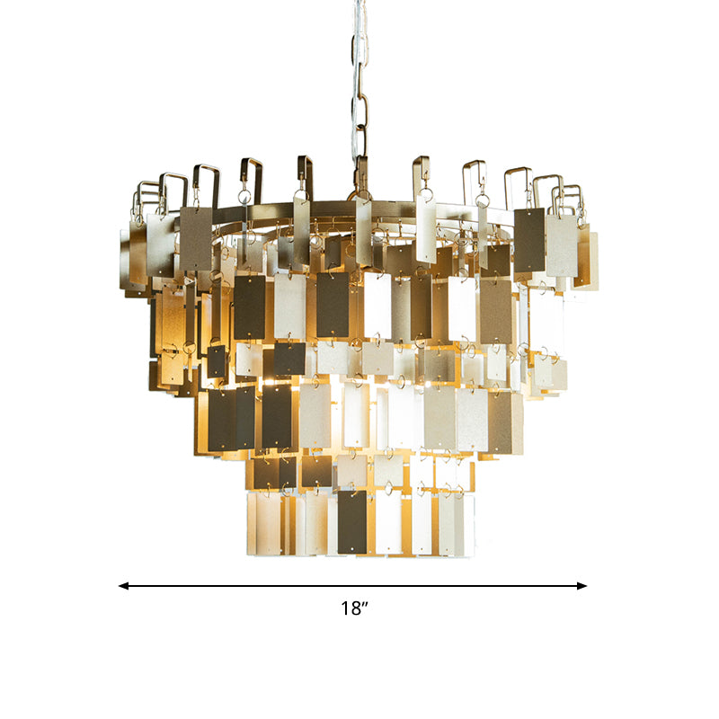 Brass 4 Heads Chandelier Lighting Colonialism Metal Tiered Hanging Light Kit for Living Room Clearhalo 'Ceiling Lights' 'Chandeliers' Lighting' options 285028