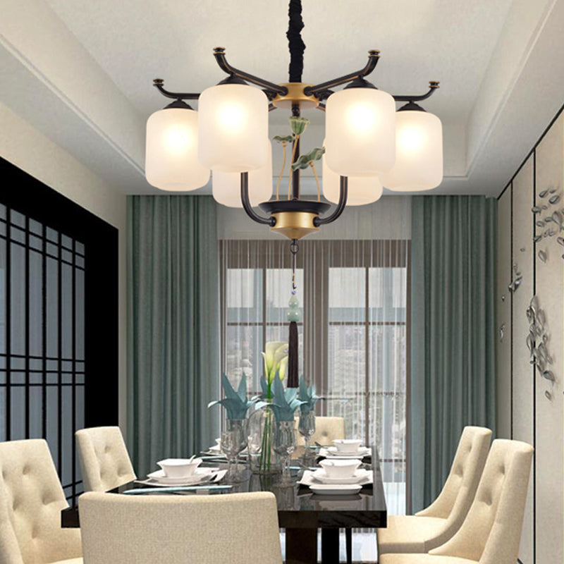 Classic Caged Hanging Chandelier 6/8/10 Lights Metal Pendant Lighting Fixture in Black Clearhalo 'Ceiling Lights' 'Chandeliers' Lighting' options 285379
