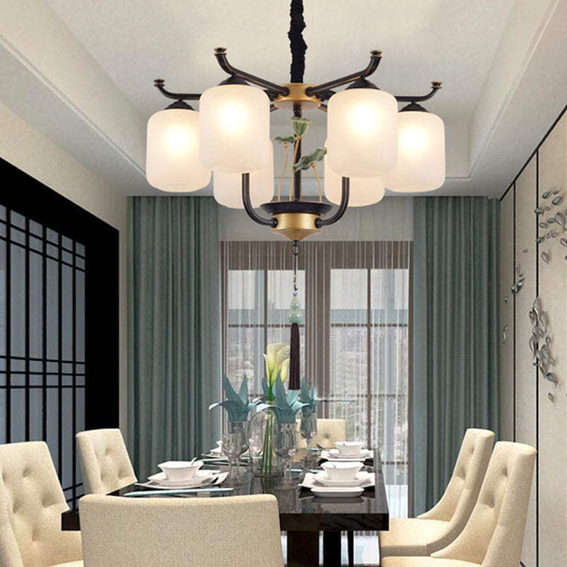 Classic Caged Hanging Chandelier 6/8/10 Lights Metal Pendant Lighting Fixture in Black 6 Black Clearhalo 'Ceiling Lights' 'Chandeliers' Lighting' options 285379_a8f7d6b5-8d52-42f8-b4d4-3d44a4948d20