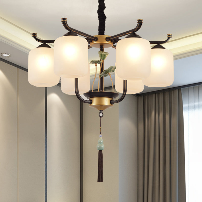 Classic Caged Hanging Chandelier 6/8/10 Lights Metal Pendant Lighting Fixture in Black Clearhalo 'Ceiling Lights' 'Chandeliers' Lighting' options 285380
