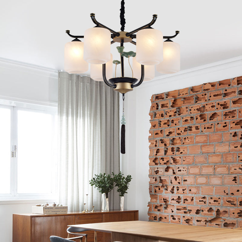 Classic Caged Hanging Chandelier 6/8/10 Lights Metal Pendant Lighting Fixture in Black Clearhalo 'Ceiling Lights' 'Chandeliers' Lighting' options 285381