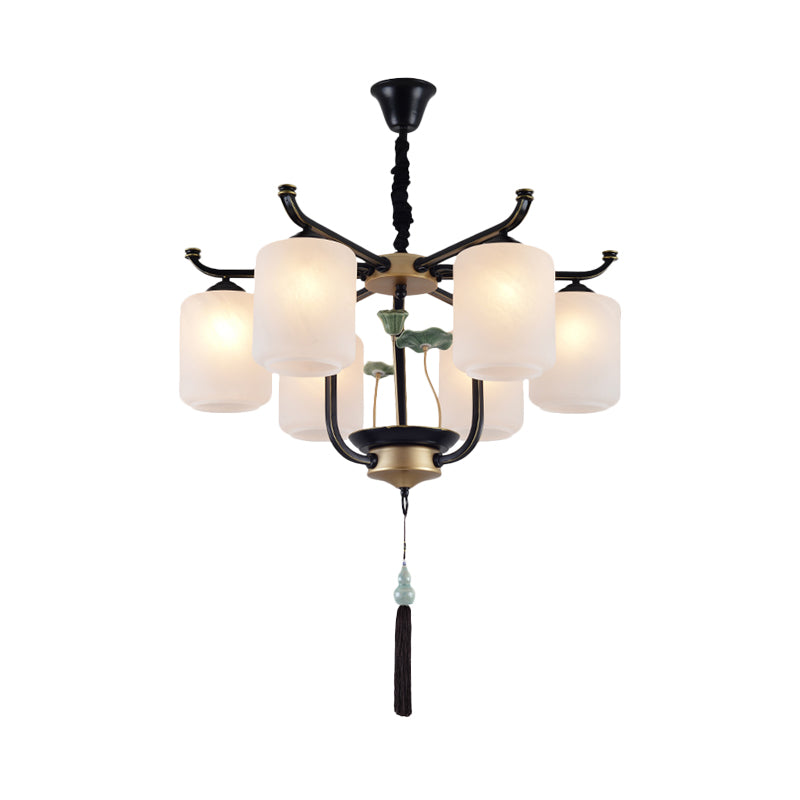 Classic Caged Hanging Chandelier 6/8/10 Lights Metal Pendant Lighting Fixture in Black Clearhalo 'Ceiling Lights' 'Chandeliers' Lighting' options 285382