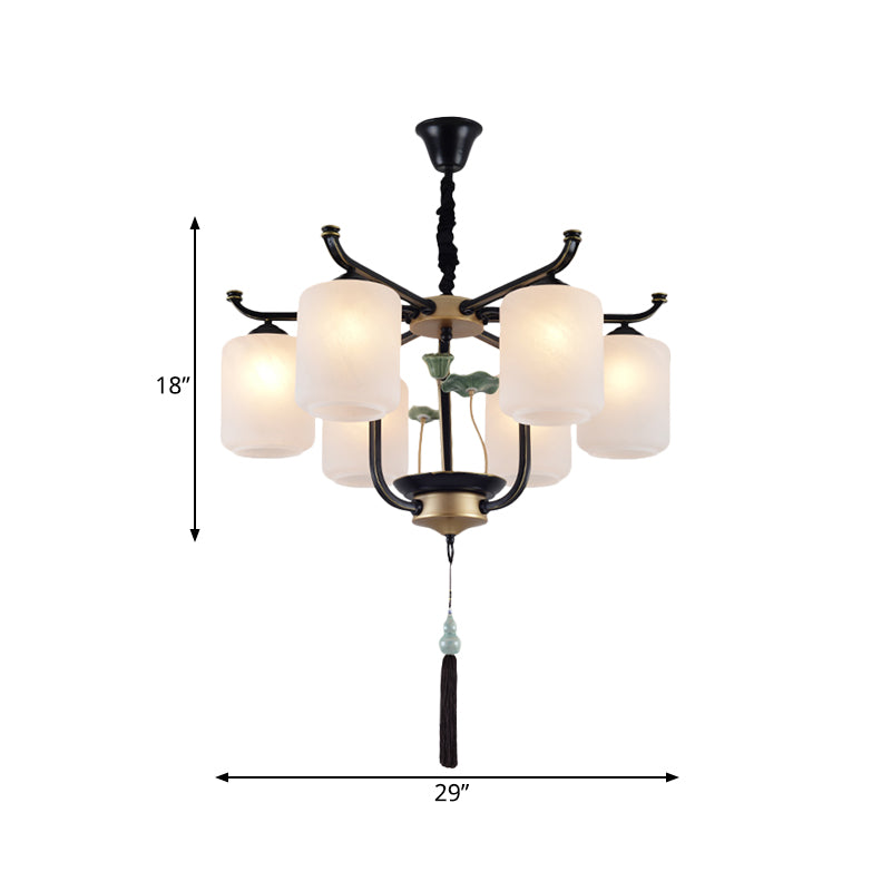Classic Caged Hanging Chandelier 6/8/10 Lights Metal Pendant Lighting Fixture in Black Clearhalo 'Ceiling Lights' 'Chandeliers' Lighting' options 285383