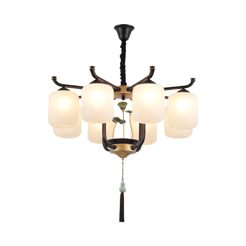 Classic Caged Hanging Chandelier 6/8/10 Lights Metal Pendant Lighting Fixture in Black Clearhalo 'Ceiling Lights' 'Chandeliers' Lighting' options 285387