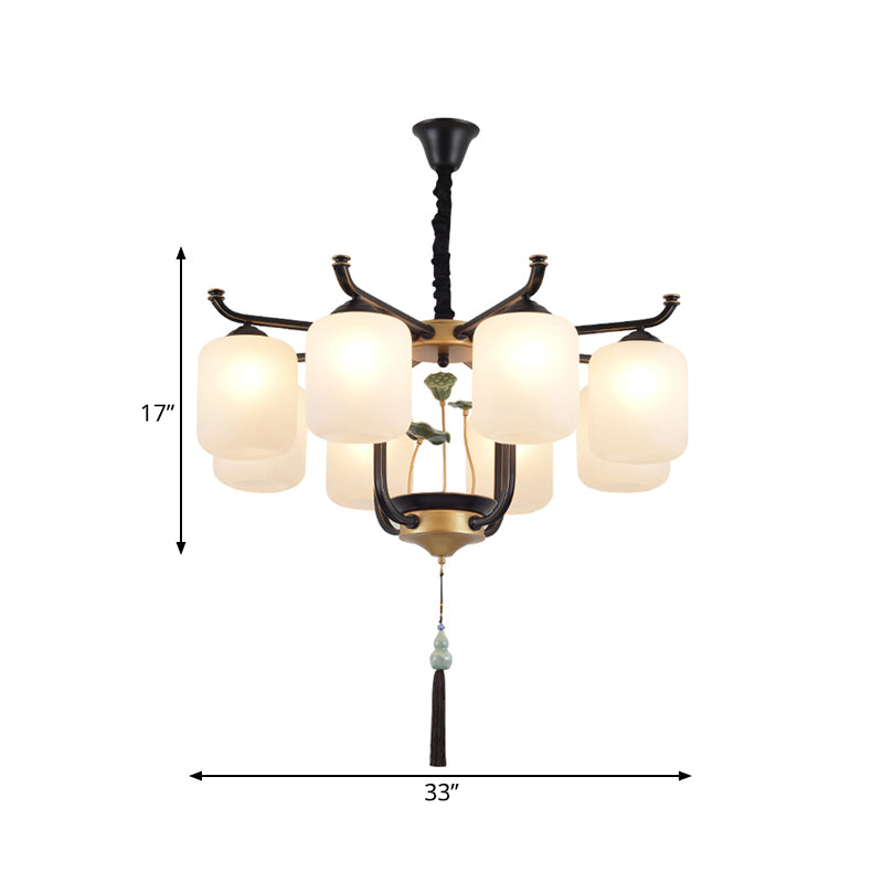 Classic Caged Hanging Chandelier 6/8/10 Lights Metal Pendant Lighting Fixture in Black Clearhalo 'Ceiling Lights' 'Chandeliers' Lighting' options 285388