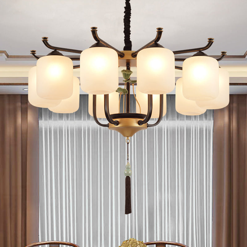 Classic Caged Hanging Chandelier 6/8/10 Lights Metal Pendant Lighting Fixture in Black 10 Black Clearhalo 'Ceiling Lights' 'Chandeliers' Lighting' options 285389_d1bc1b60-a34f-4678-9085-6c26ad7a8064