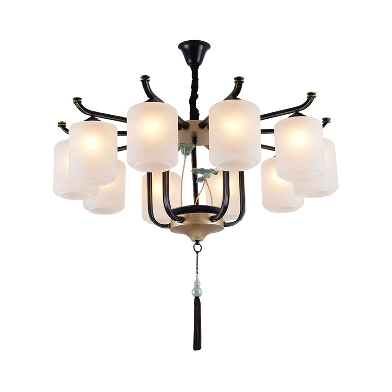 Classic Caged Hanging Chandelier 6/8/10 Lights Metal Pendant Lighting Fixture in Black Clearhalo 'Ceiling Lights' 'Chandeliers' Lighting' options 285391