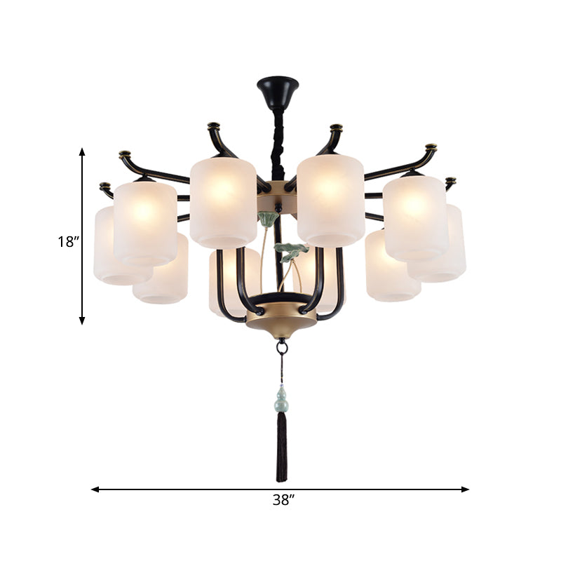Classic Caged Hanging Chandelier 6/8/10 Lights Metal Pendant Lighting Fixture in Black Clearhalo 'Ceiling Lights' 'Chandeliers' Lighting' options 285392