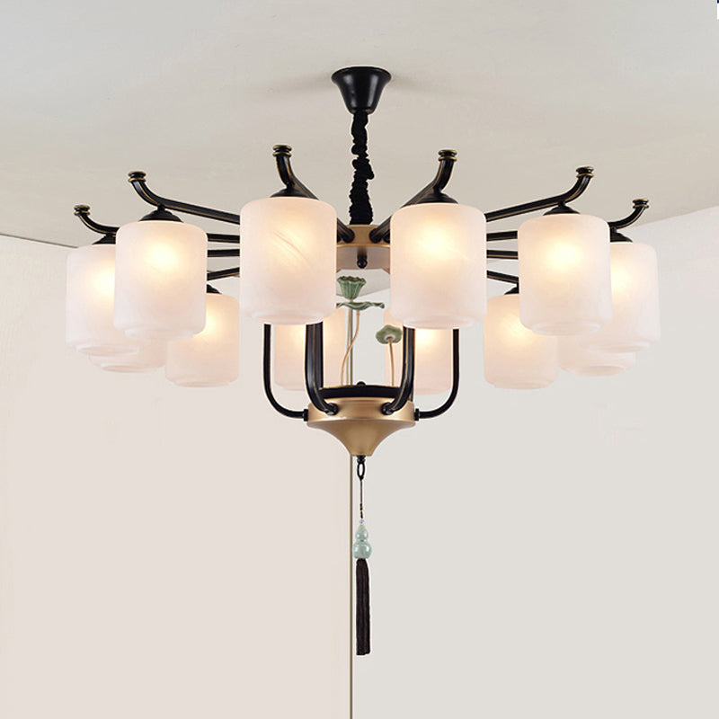 Classic Caged Hanging Chandelier 6/8/10 Lights Metal Pendant Lighting Fixture in Black 12 Black Clearhalo 'Ceiling Lights' 'Chandeliers' Lighting' options 285393_3c3b544d-cbfc-4812-9892-896908de78ee