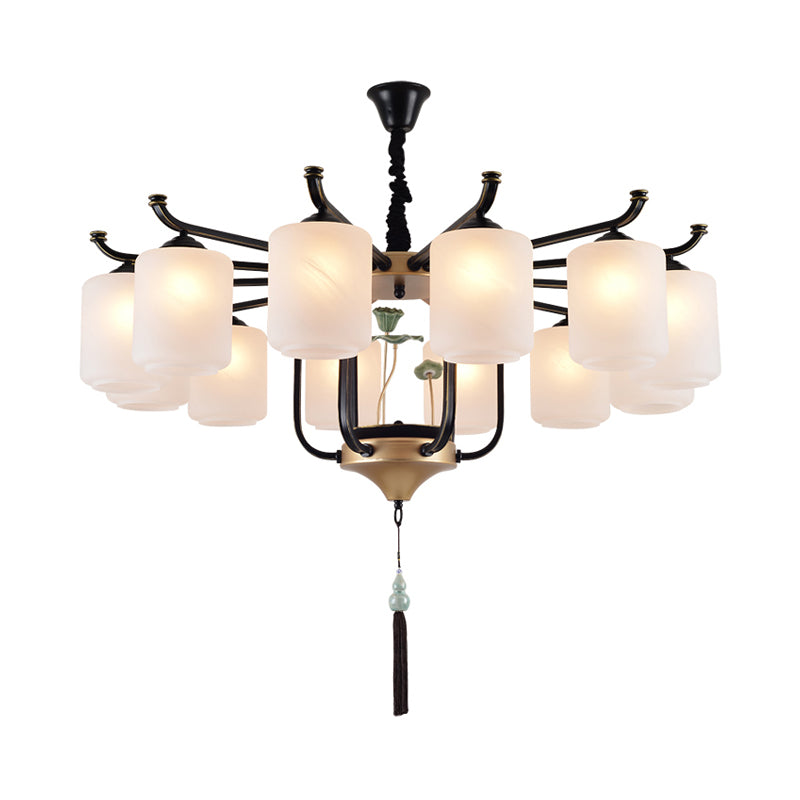 Classic Caged Hanging Chandelier 6/8/10 Lights Metal Pendant Lighting Fixture in Black Clearhalo 'Ceiling Lights' 'Chandeliers' Lighting' options 285395